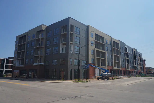 An apartment building under construction in Green Bay, Wisconsin.