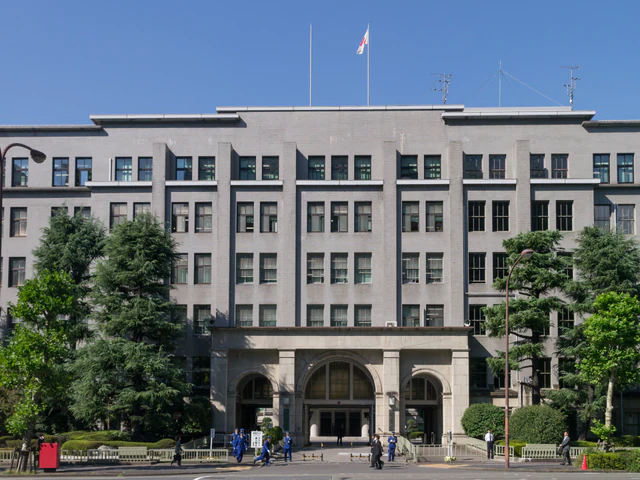 Exterior of Japan's Ministry of Finance building in Kasumigaseki, Tokyo.